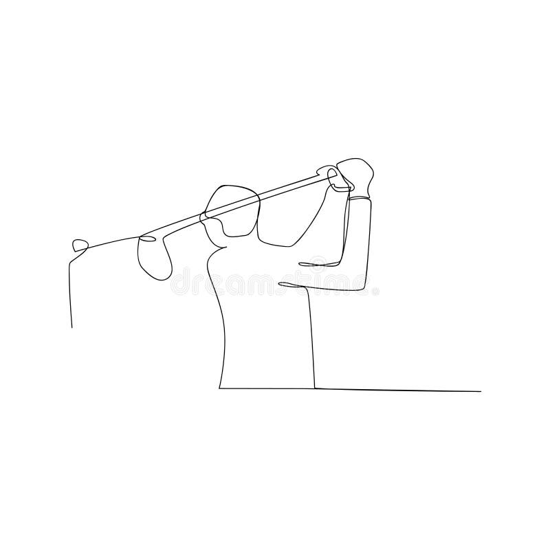 Continuous line drawing of golf playing. isolated sketch drawing of golf playing line concept. outline thin stroke vector stock illustration