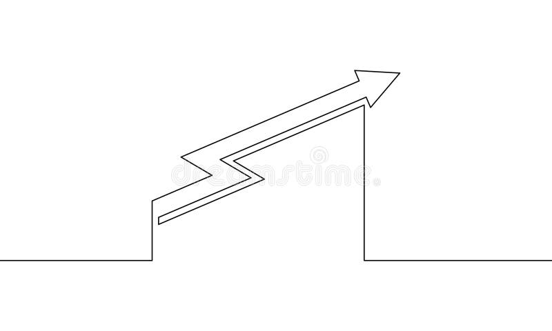 Continuous Line Drawing of Graph Icon Business. Increasing Arrow Stock ...