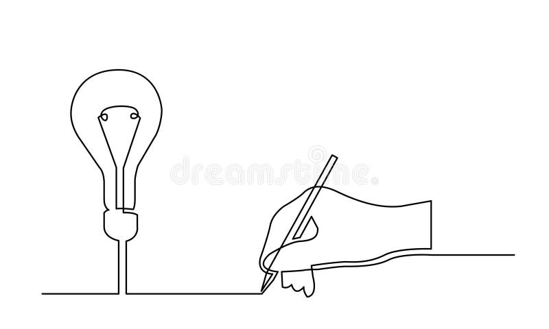 Continuous line drawing of hand creating a new idea royalty free illustration