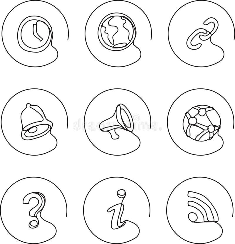 Continuous line drawing icons - connections information