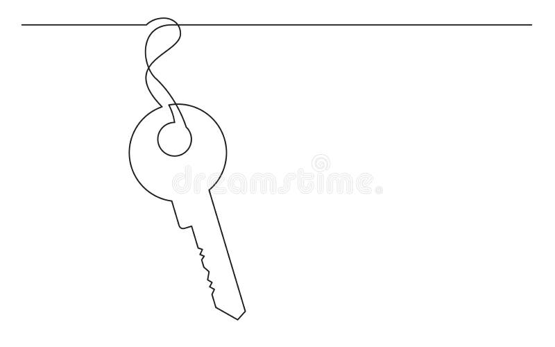 Continuous line drawing of key royalty free illustration