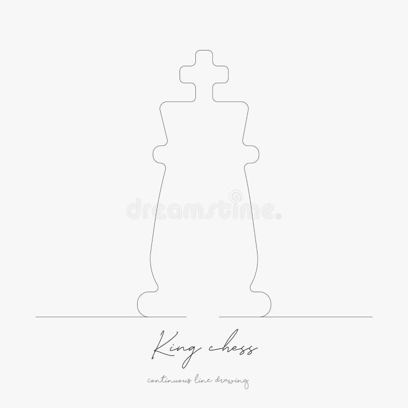 Continuous Line Drawing. King Chess. Simple Vector Illustration. King Chess Concept Hand Drawing