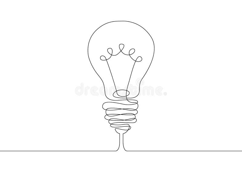 Continuous line drawing light bulb symbol idea.