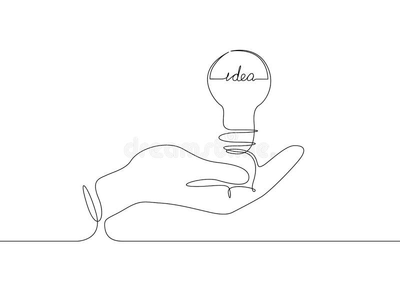 Continuous line drawing light bulb symbol idea royalty free illustration