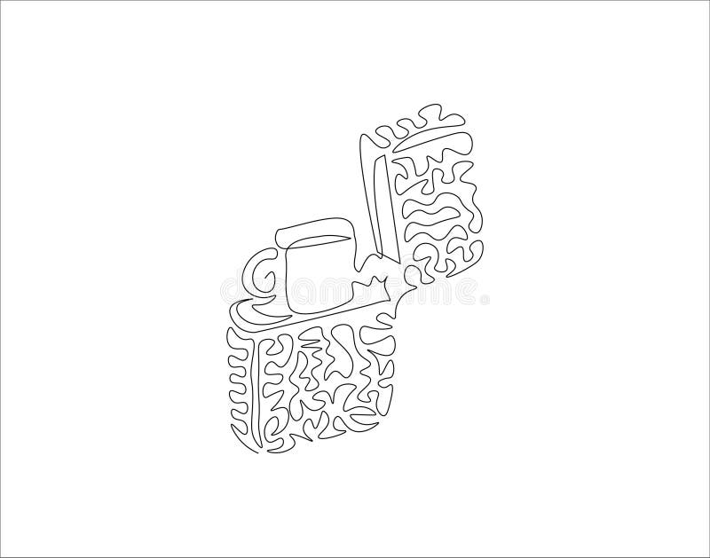 Continuous Line Drawing Of Lighter. One Line Of Lighter. Lighter Continuous Line Art. Editable Outline vector illustration