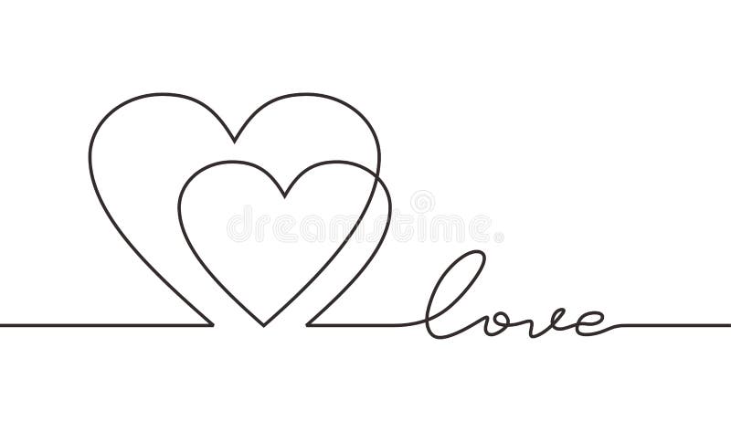 Continuous line drawing of heart love. Single one line art of