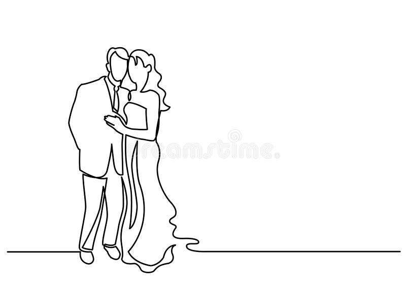 Continuous Line Art Drawing of a Loving Couple Walking and Holding Hands.  Perfect for Romantic Invitations and Posters Stock Illustration -  Illustration of woman, relationship: 277193091
