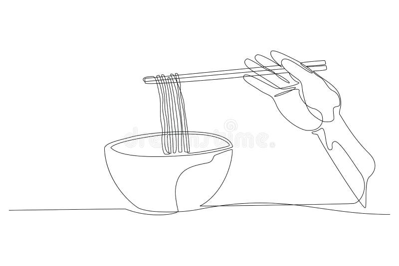 Continuous Line Drawing of Noodle Vector Stock Vector Illustration of