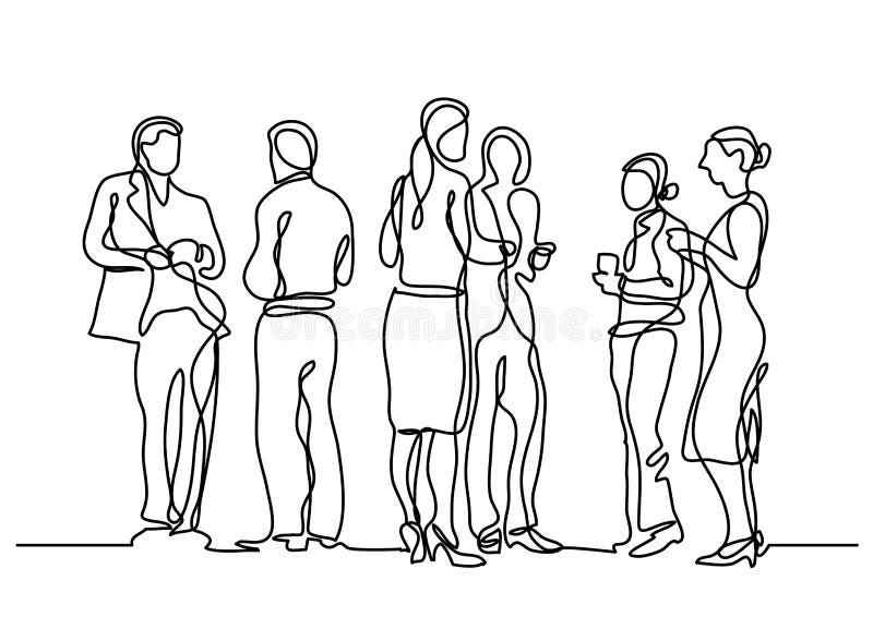 Continuous line drawing of office party royalty free illustration