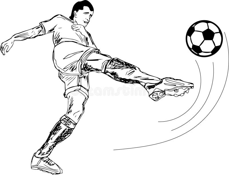 Line Drawing Boy Kicking Football Stock Illustrations – 30 Line Drawing ...