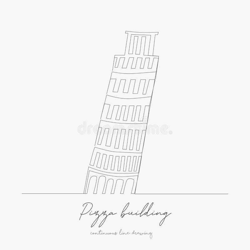 Continuous Line Drawing. Pizza Building. Simple Vector Illustration