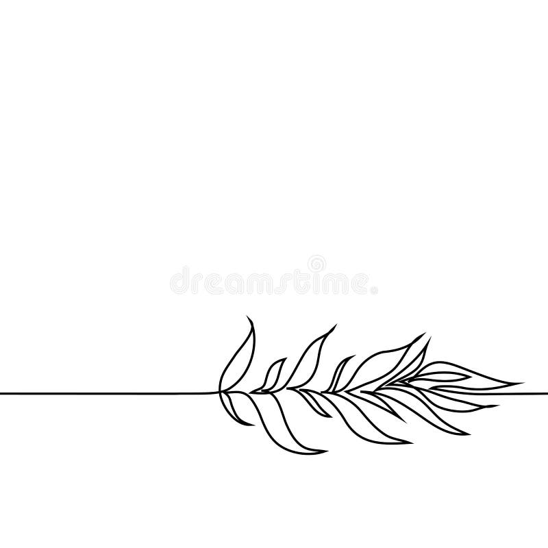 Continuous line drawing of plant with leaves vector illustration
