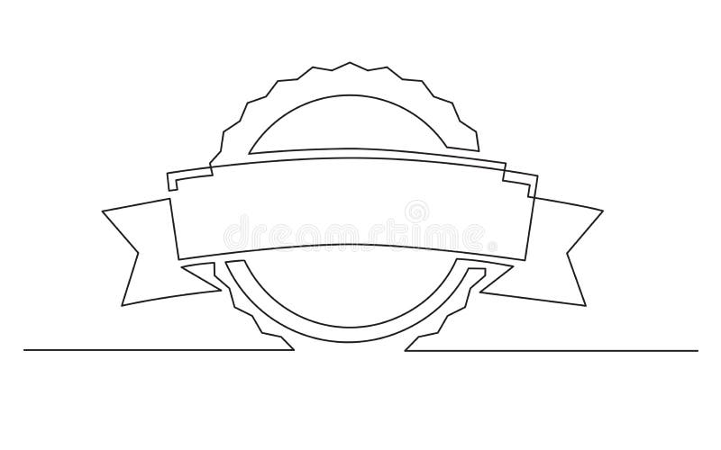 Continuous Line Drawing of Ribbon Prize Label Design Stock Vector ...