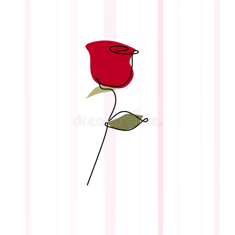 Continuous Line Drawing of a Rose Stock Vector Illustration of draw