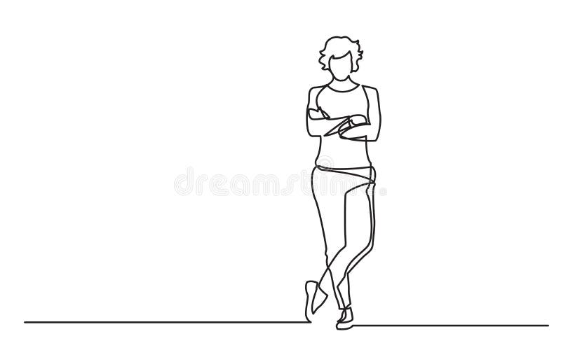Continuous Line Drawing Of Standing Confident Woman With Crossed Arms Stock Vector Illustration Of Planning Design 131806465 Here i have a very simple and quick tutorial that will teach. continuous line drawing of standing