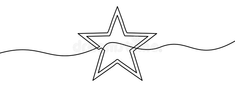Continuous line drawing of star. One line drawing background. Linear star icon royalty free illustration