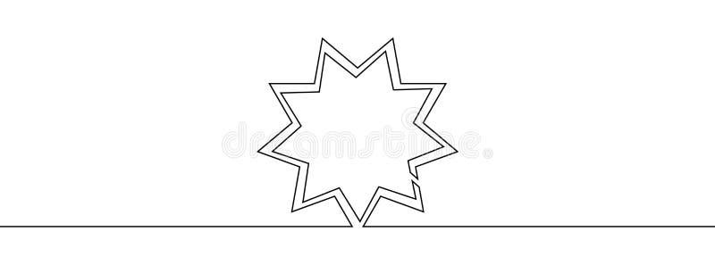 Continuous line drawing of star. One line drawing background. Linear star icon stock illustration