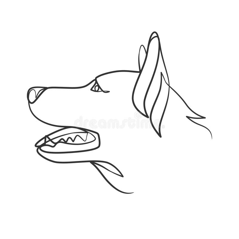 Continuous Line Drawing Style of Dog Head Stock Vector Illustration