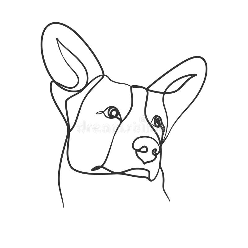 Continuous Line Drawing Style of Dog Head Stock Vector Illustration