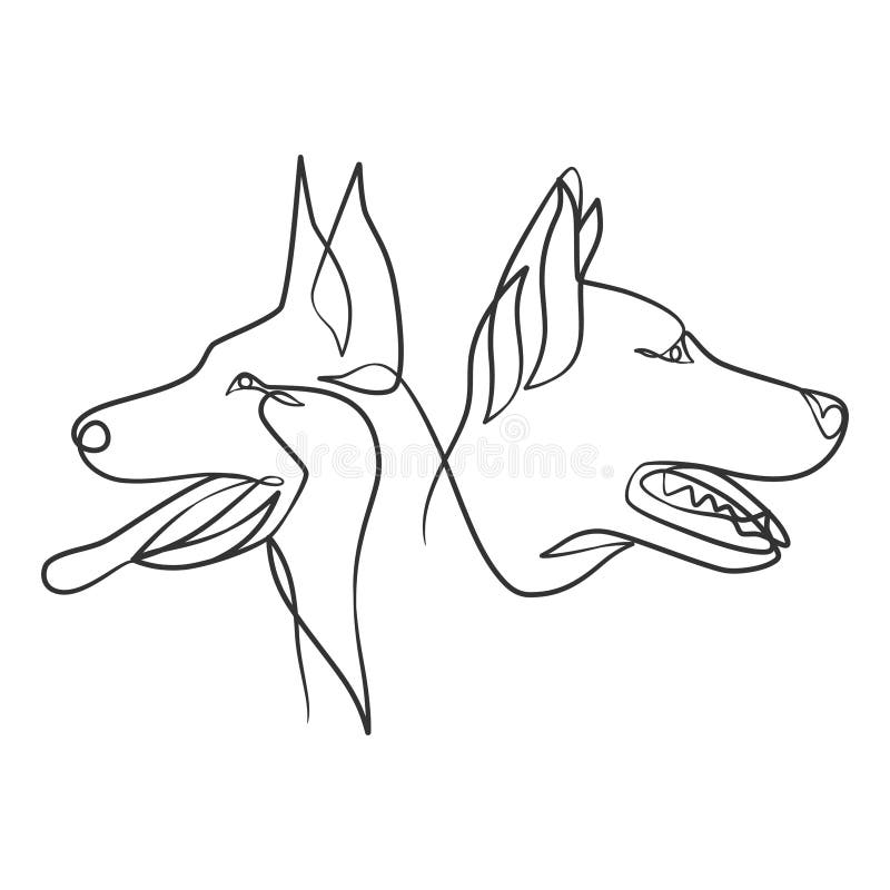 Continuous Line Drawing Style of Dog Head Stock Vector Illustration