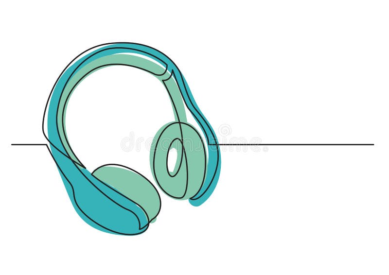 Continuous Line Drawing of Wireless Headphones Stock Vector