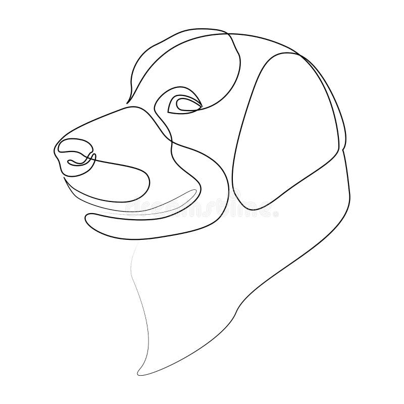 Continuous Line Golden Retriever Single Line Minimal Style Vector Labrador Dog Illustration Portrait Stock Vector Illustration Of Animal Body 159257510