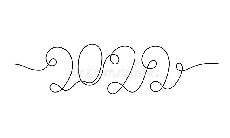 Continuous line 2022 lettering stock illustration