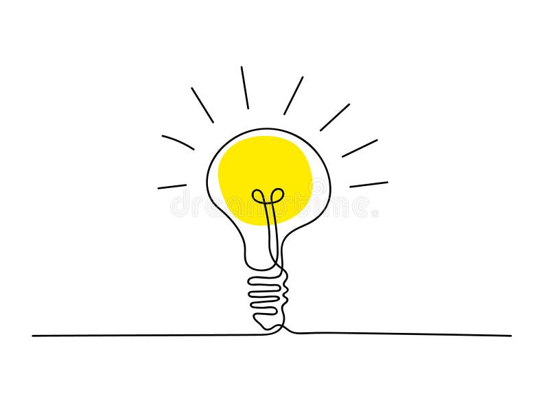 Continuous line light bulb stock illustration