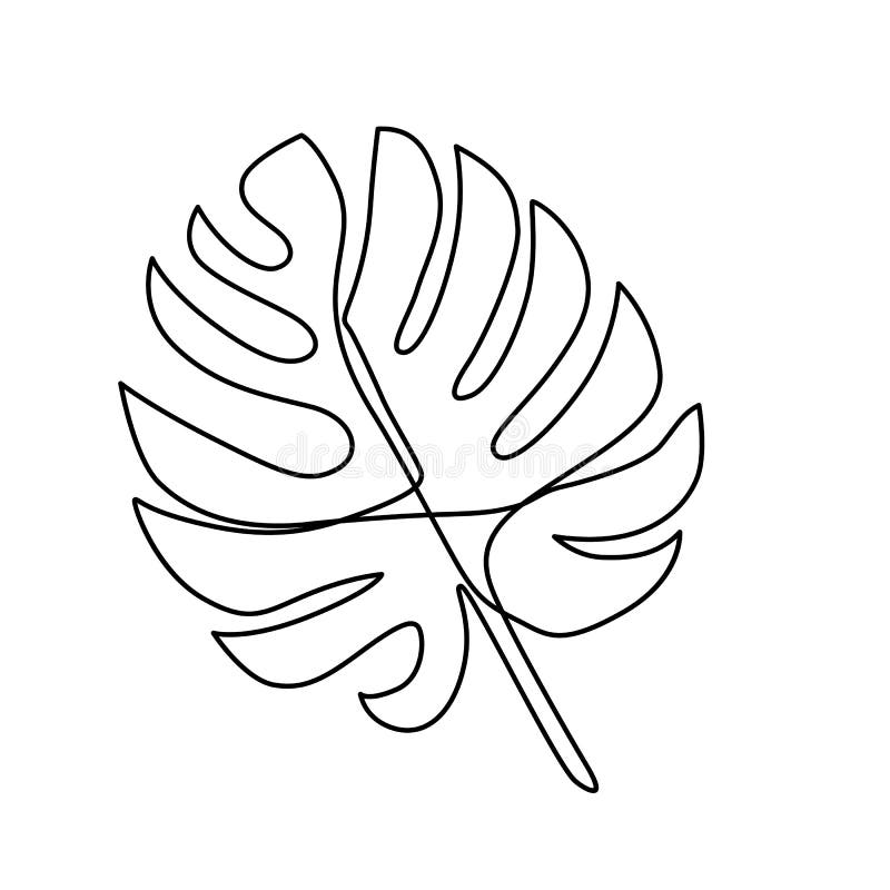 Continuous line monstera leaf. 