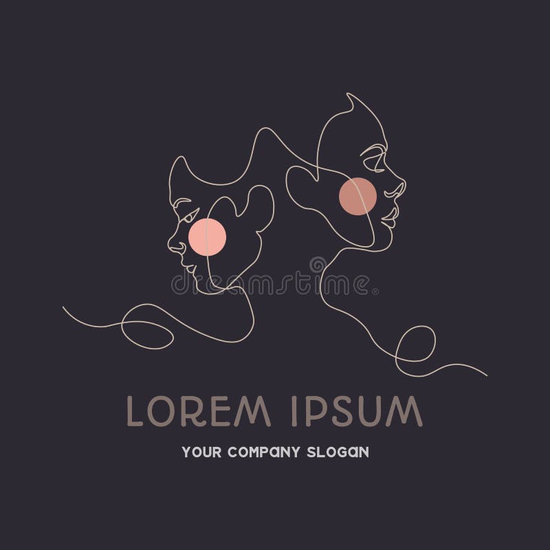 Continuous line woman face beauty fashion logo design concept template vector illustration stock illustration Continuous line woman face beauty fashion logo design concept template vector illustration stock illustration