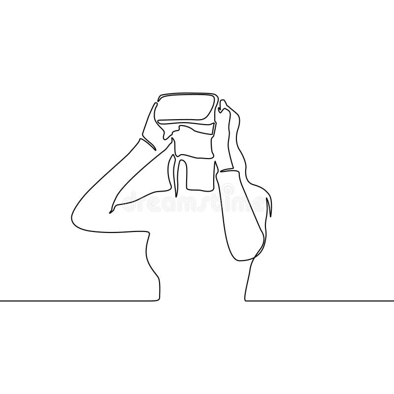 Continuous line woman in VR glasses. Vector illustration. royalty free illustration Continuous line woman in VR glasses. Vector illustration. royalty free illustration