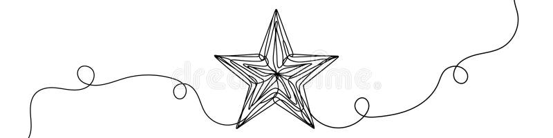Continuous linear drawing of the star. Single-line drawing of the star. Star in one line style. royalty free illustration