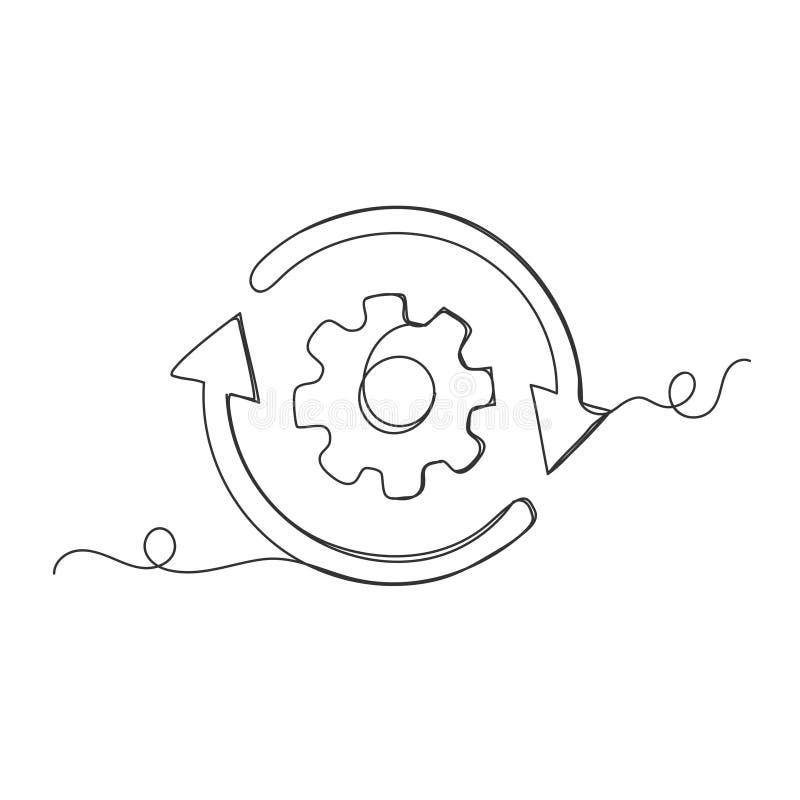 Continuous one line art refresh setting isolated vector illustration royalty free illustration