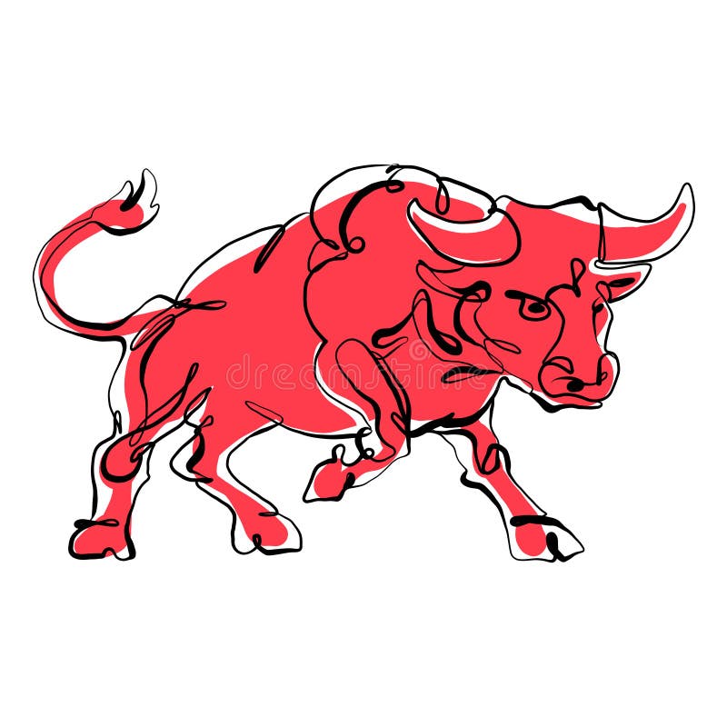 Bull continuous one line drawing. Symbol of the 2021 new year. The