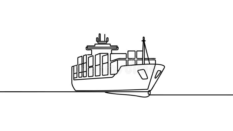 Contour of a cargo ship for containers from black lines isolated on a white  background. Perspective view. Vector illustration Stock Vector | Adobe Stock