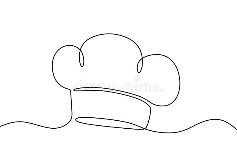 Continuous one line drawing of Chef hat. Cooking equipment vector stock illustration