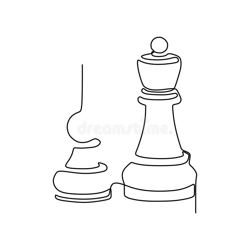 Continuous One Line Drawing Of Chess Pieces Minimalist Design