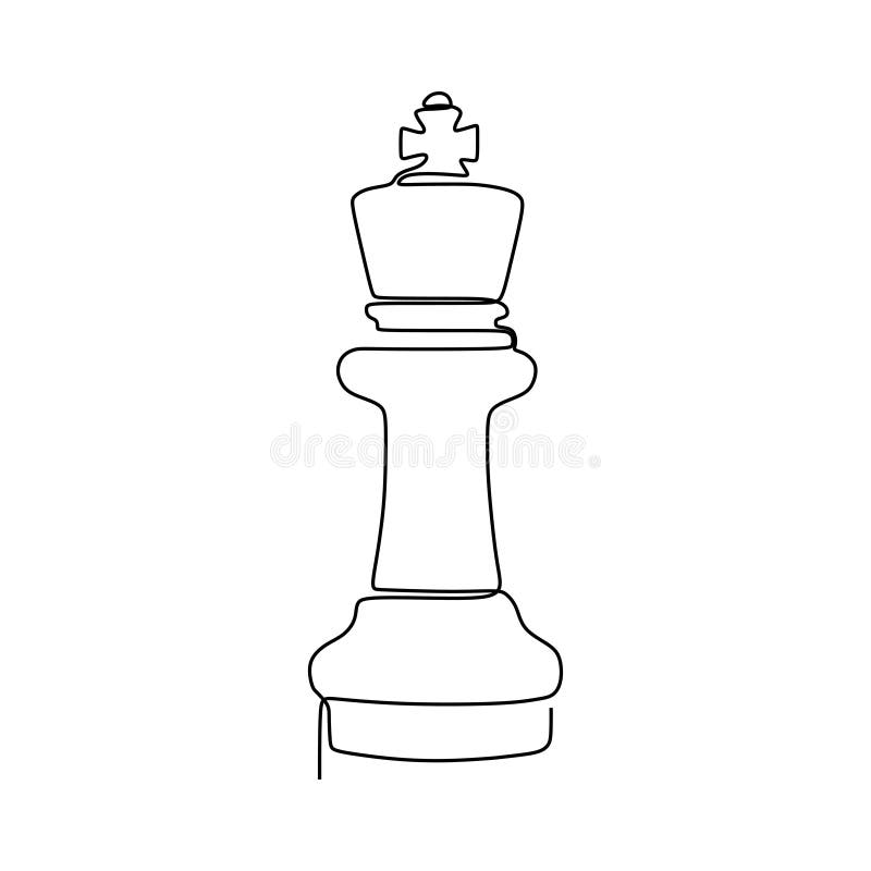 Continuous One Line Drawing of Chess Pieces. King Queen Chess