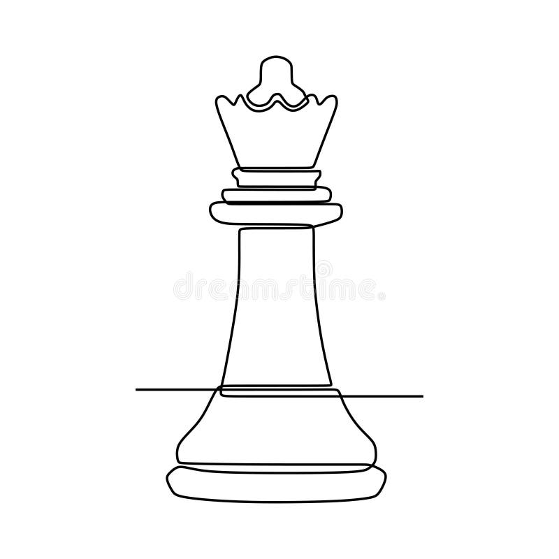 Continuous one line drawing of chess pieces. King queen chess board setup.  Group of players tactic concept. Vector illustration Stock Vector