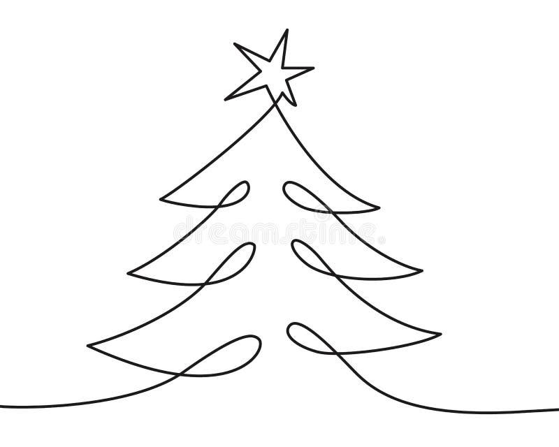 Continuous One Line Drawing Christmas Stock Illustrations – 1,991