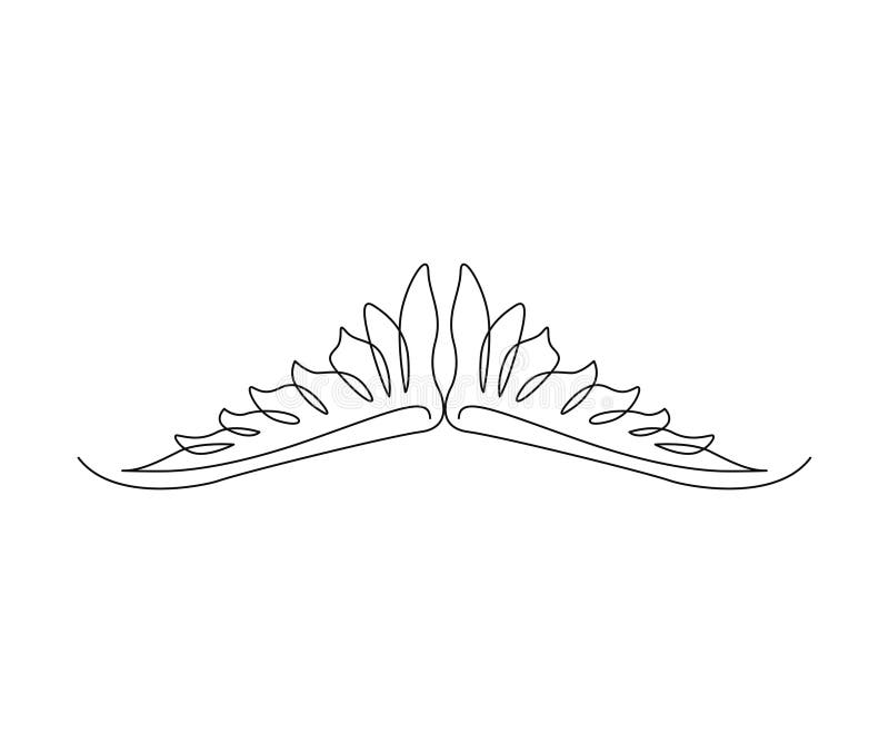 Continuous One Line Drawing of Crown. Simple Tiara Outline Design Stock