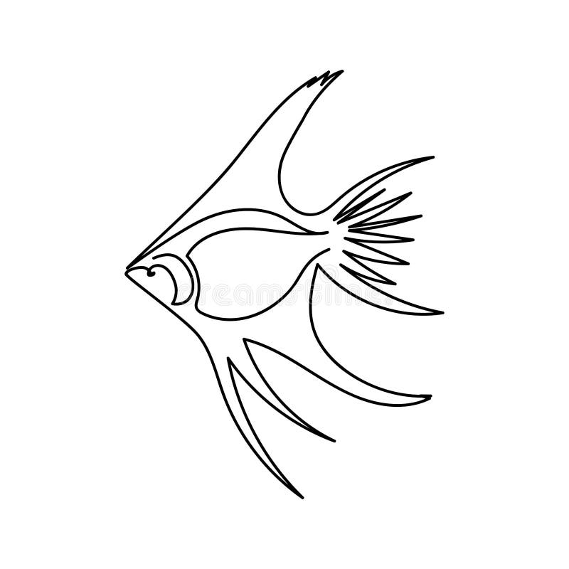Aquarium Fish. Line Drawing. Stock Vector - Illustration