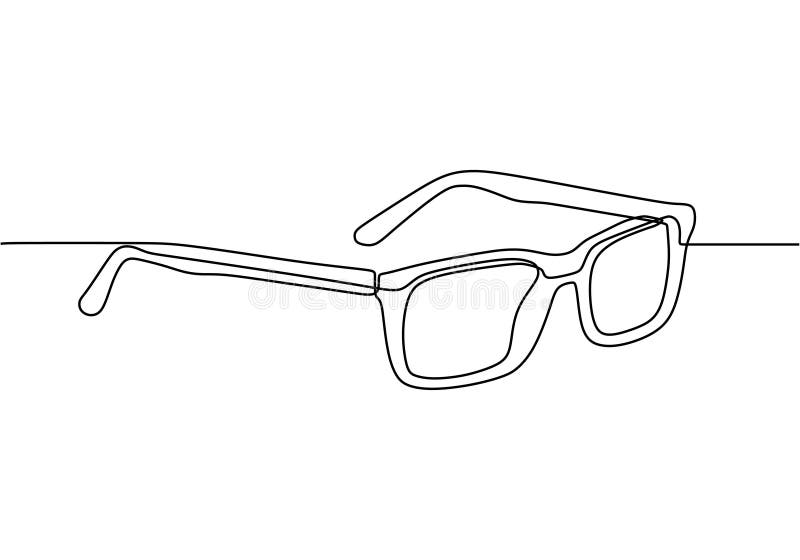 Continuous One Line Drawing of Eye Glasses. Vector Minimalism Design Isolated on White