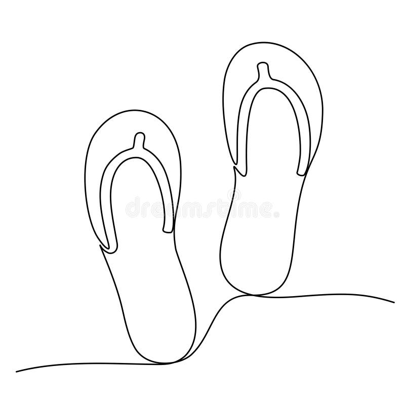 Continuous One Line Drawing of Flip Flops. Vector Illustration Stock ...