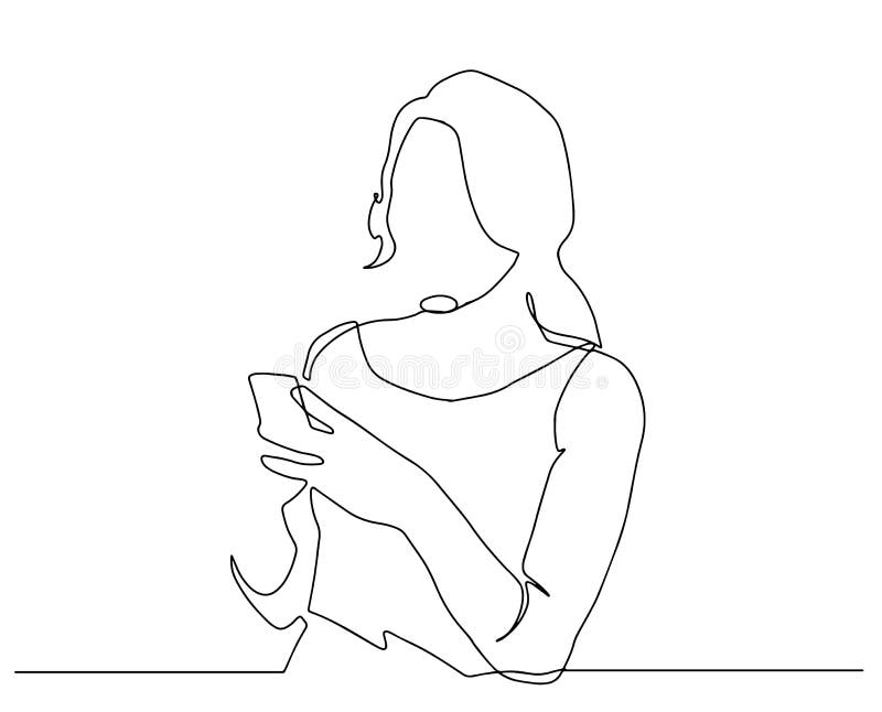 Girl Talking Phone Line Drawing Stock Illustrations – 120 Girl Talking ...