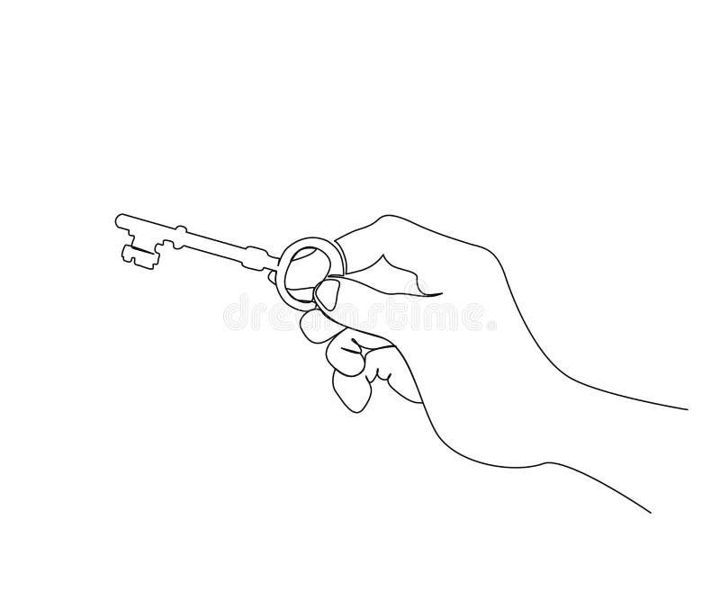 Hand Holding Key Line Drawing Stock Illustrations 192 Hand Holding