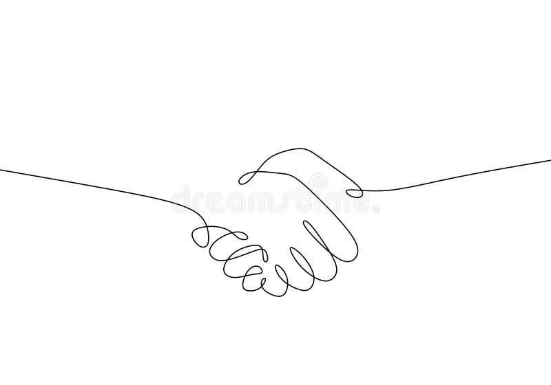 Continuous one line drawing of hand shake symbol vector illustration