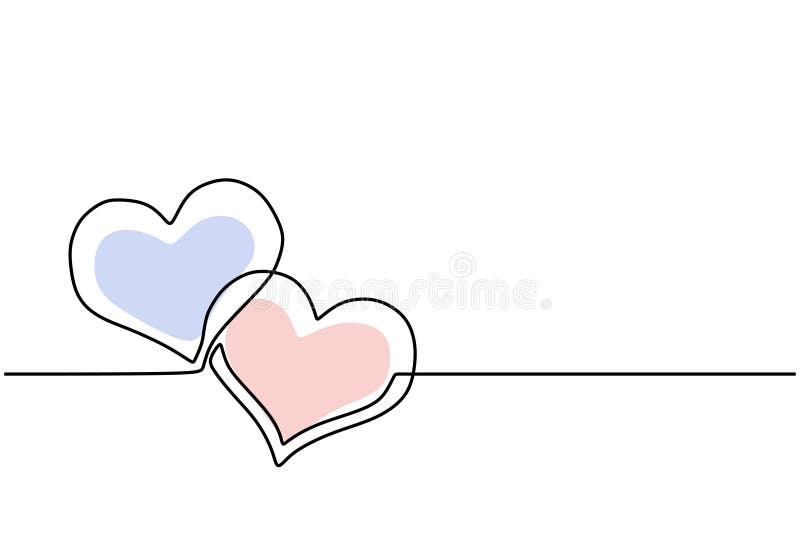 Continuous one line drawing. Heart sign and symbol of love and romance. Romantic theme vector illustration isolated on white. Background royalty free illustration Continuous one line drawing. Heart sign and symbol of love and romance. Romantic theme vector illustration isolated on white. Background royalty free illustration