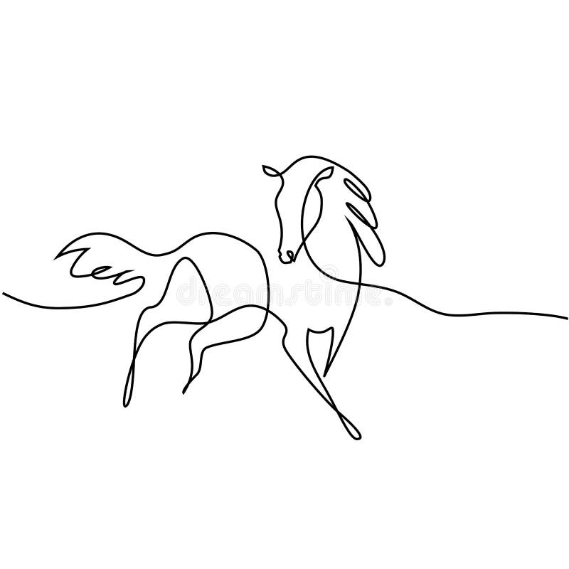 Continuous one line drawing. Horse logo stock illustration