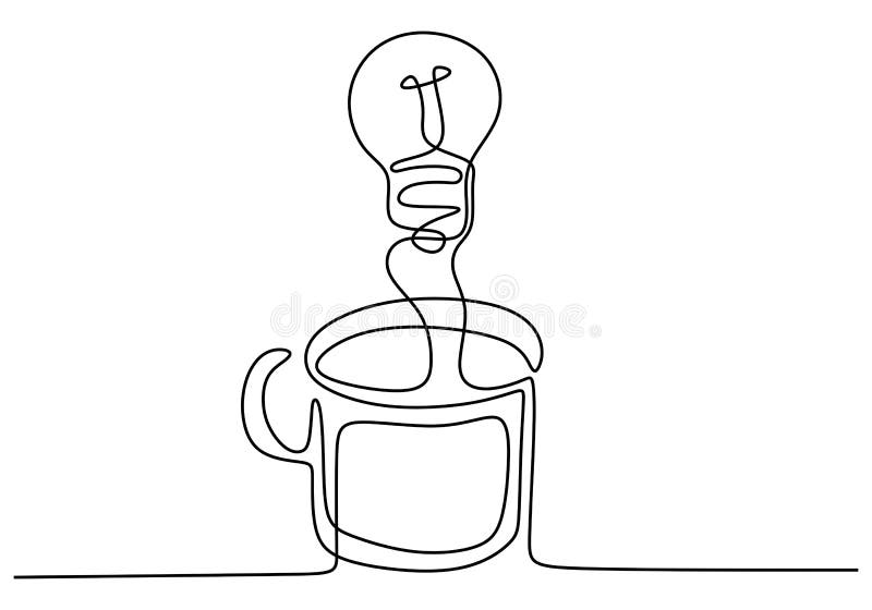 Continuous one line drawing light bulb symbol idea and creativity